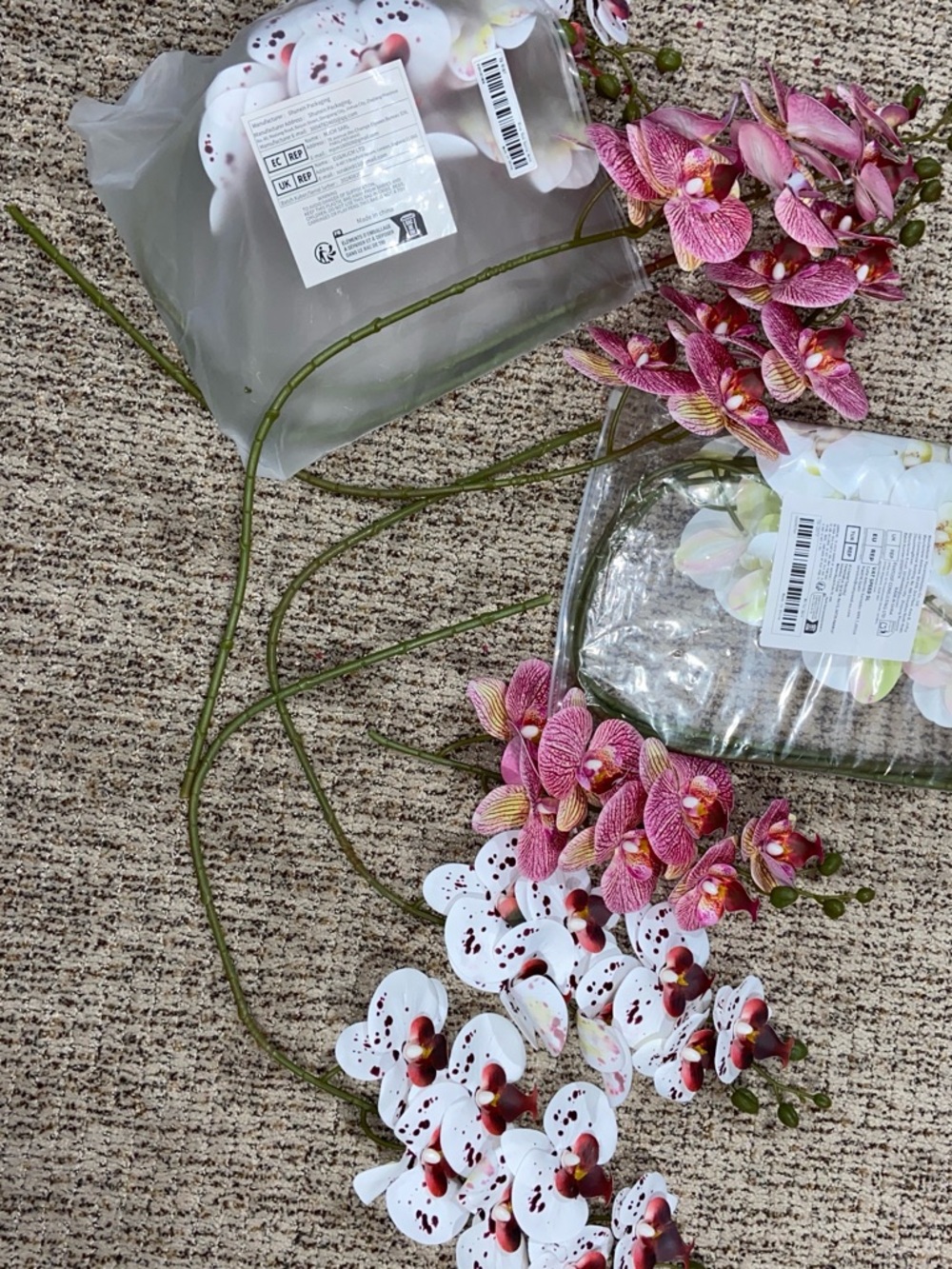 Pink & White Artificial Orchid Stem Arrangement - Unbranded